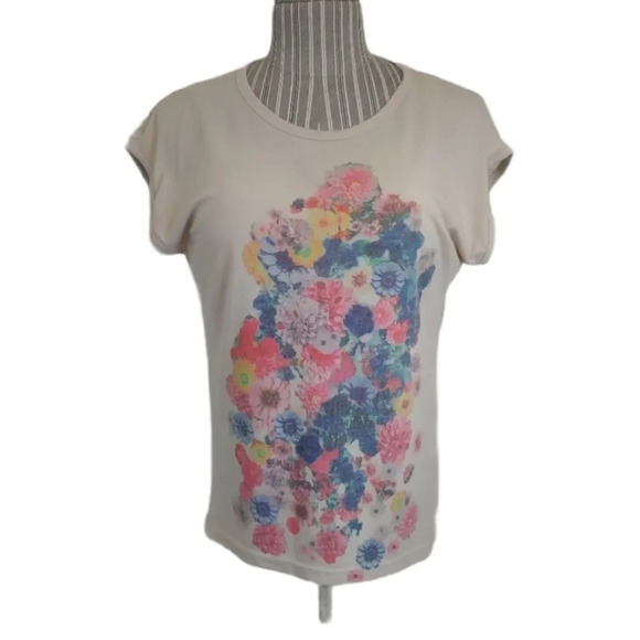Peppercorn  Tan Printed Shirt with Lace Back, S - Picture 1 of 6